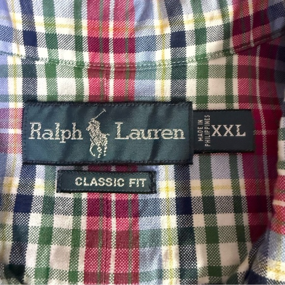 Ralph Lauren Men’s Size XXL Plaid Button Down Long Sleeve Classic Fit Pink Pony - Picture 3 of 7
